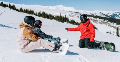 Mountain view snowboarding